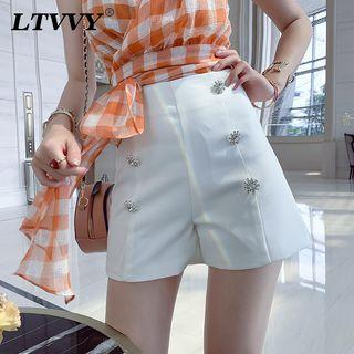 Rhinestone High-waist Shorts