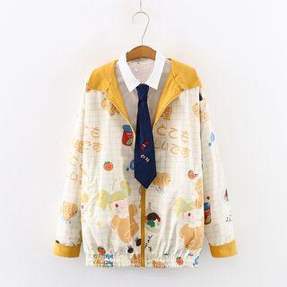 Reversible Printed Zip Jacket Off-white - One Size