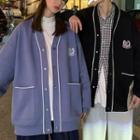Embroidered Contrast Trim Button-up Jacket