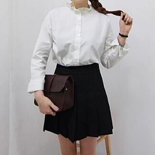 Frill Neck Long-sleeve Shirt