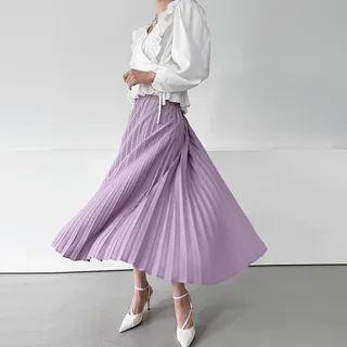 Accordion Pleated Long Skirt