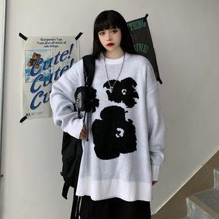 Flower Pattern Crewneck Sweater