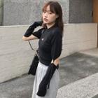 Detachable Sleeve Printed T-shirt Black - One Size