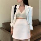 Spaghetti Strap Top / Blazer / Mini A-line Skirt