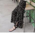 Slit-hem Floral Print Wide-leg Pants