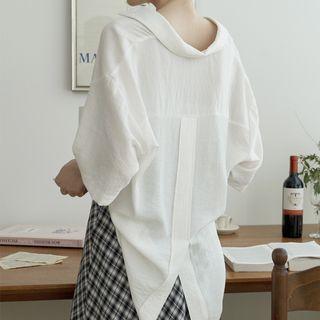 Slit-back Round-hem Shirt