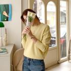 Round-neck Cropped Sweater Light Yellow - One Size