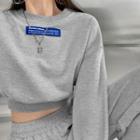 Labeled Loose-fit Cropped Sweatshirt