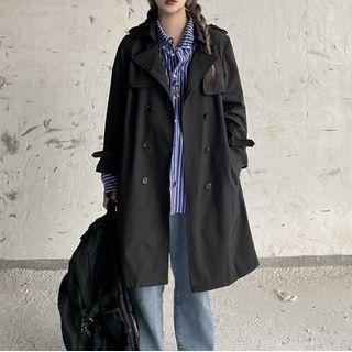 Double Breast Plaid Lining Trench Jacket