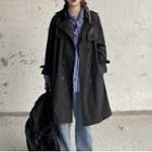 Double Breast Plaid Lining Trench Jacket