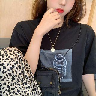 Print Loose-fit Short-sleeve T-shirt / Leopard Loose-fit Pants