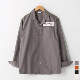 Open-placket Letter-appliqu  Shirt