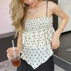 Dotted Camisole Top Camisole Top - Black Argyle - Beige - One Size