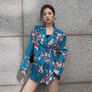 Floral Print Tie Waist Shirt