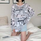 Printed Oversized Sheer T-shirt One Size