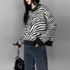 Zebra Print Sweater Zebra - Gray - One Size