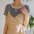 Short-sleeve Stripe Lightweight Knit Top