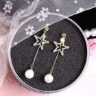 Rhinestone Star Faux Pearl Dangle Earring 1 Pair - Gold - One Size