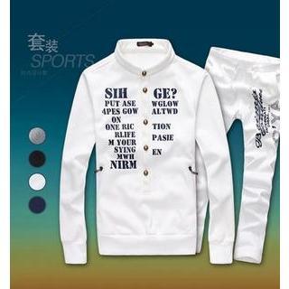 Set: Mandarin-collar Pullover + Sweatpants