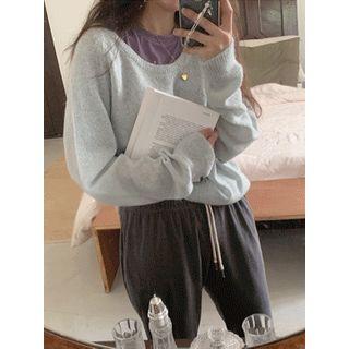 Scoop-neck Textured Knit Top