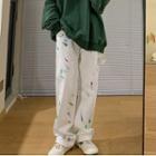 Mid Rise Splash Print Loose Fit Jeans