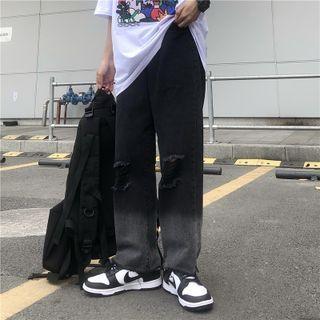 Distressed Gradient Baggy Jeans