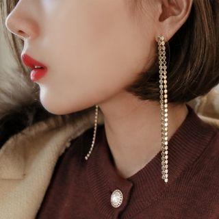 Metal Disc Tasseled Earring