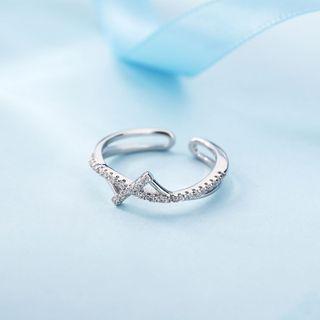 Rhinestone Open Ring Silver - 13