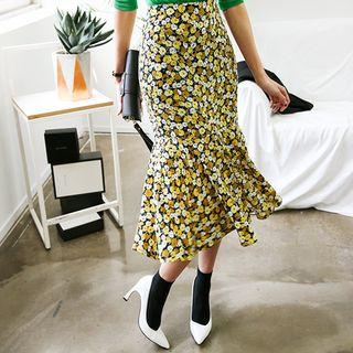 Floral Midi Mermaid Skirt