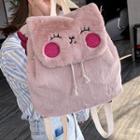 Embroidered Furry Backpack Pink - One Size