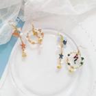 Non-matching Alloy Bow Faux Pearl Dangle Earring