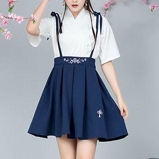 Set: Short-sleeve Top + Suspender Skirt