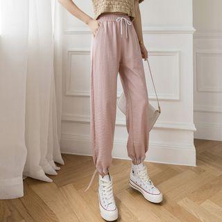 High Waist Drawstring-cuff Cropped Pants