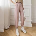 High Waist Drawstring-cuff Cropped Pants