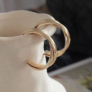 Open Hoop Earrings 1 Pair - 925 Silver Needle - One Size