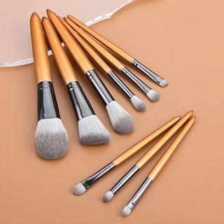 Set Of 9: Makeup Brush Set Of 9 - Gold & Black - One Size