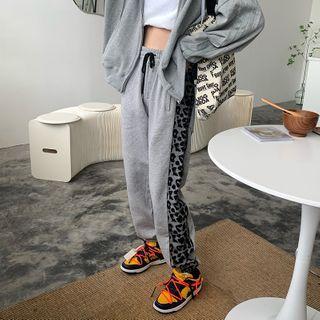 Leopard Sweatpants Gray - One Size