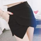 High-waist Plain Asymmetric Skort