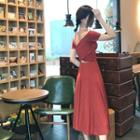 Open-back Off-shoulder Short-sleeve Dress