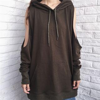 Plain Cut Out Shoulder Hoodie