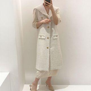 Sleeveless Single Breasted Coat Off-white - One Size