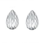 14k/585 White Gold Diamond Cut Teardrop Stud Earrings