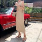 Sleeveless Wrap-front Linen Blend Dress Beige - One Size