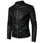 Stand-collar Faux Leather Zip Jacket