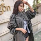 Drop-shoulder Long Cotton Parka
