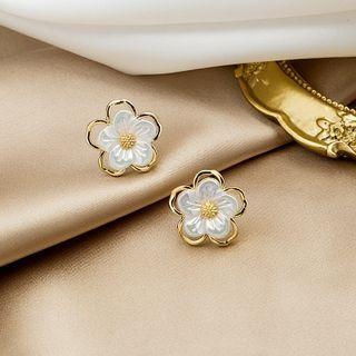 Flower Shell Alloy Earring 1 Pair - E3152 - White - One Size