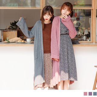 Open Front Slit-side Long Cardigan