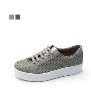 Pointelle Sheepskin Platform Sneakers
