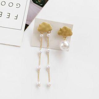 Non-matching Faux Pearl Cloud Earring / Clip-on Earring