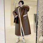 Double-breasted Long Faux Shearling Coat
